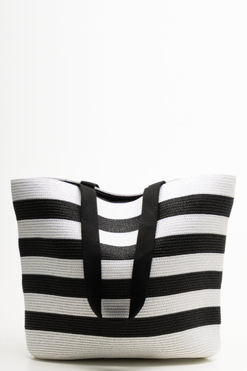 Large Beach Tote Bag Black And White