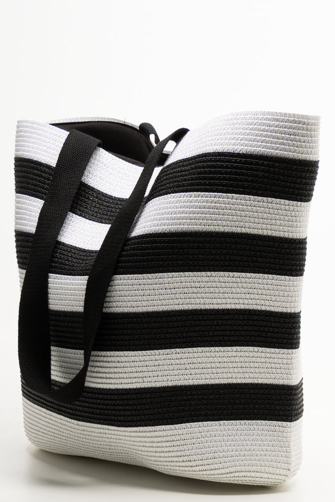 Large Beach Tote Bag Black And White