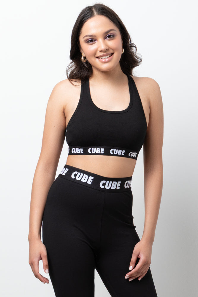 Crop Elasticated Vest Black