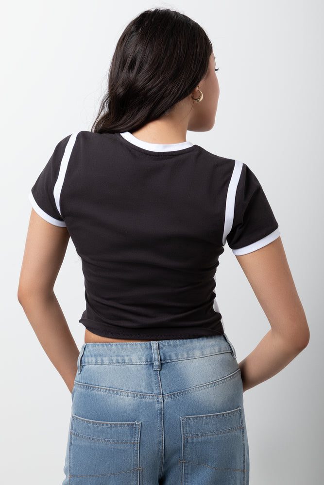 Contrast Fitted T-Shirt Black & White (1)