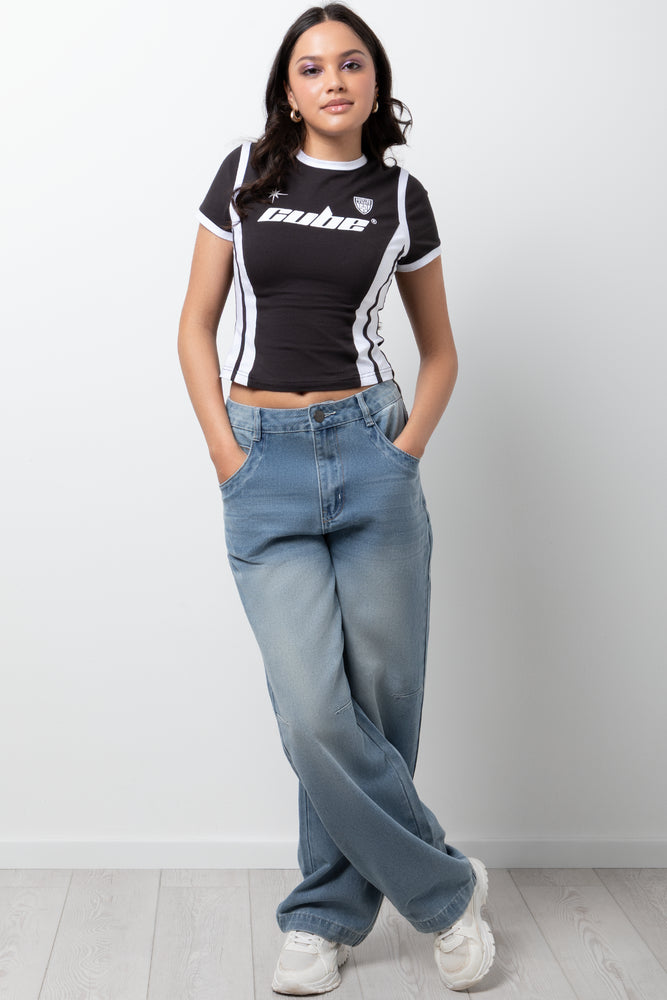 Contrast Fitted T-Shirt Black & White