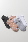 5 Pack Lowcut Socks Grey, Natural And White