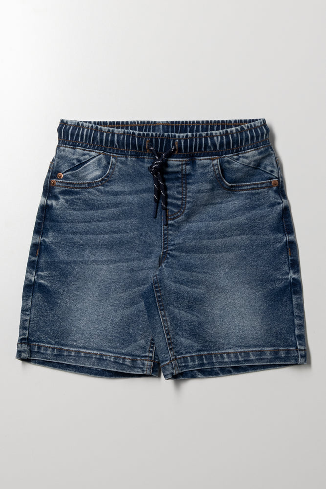 Pull On Denim Shorts Blue