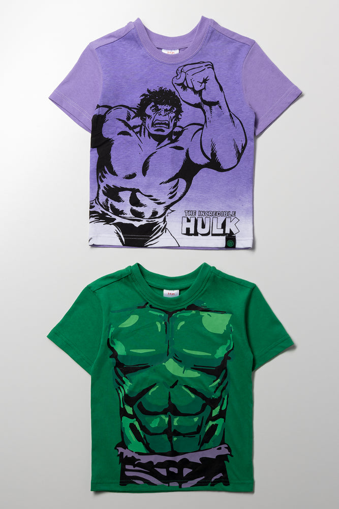 Hulk 2 Pack Short Sleeve T-Shirts Green And Purple