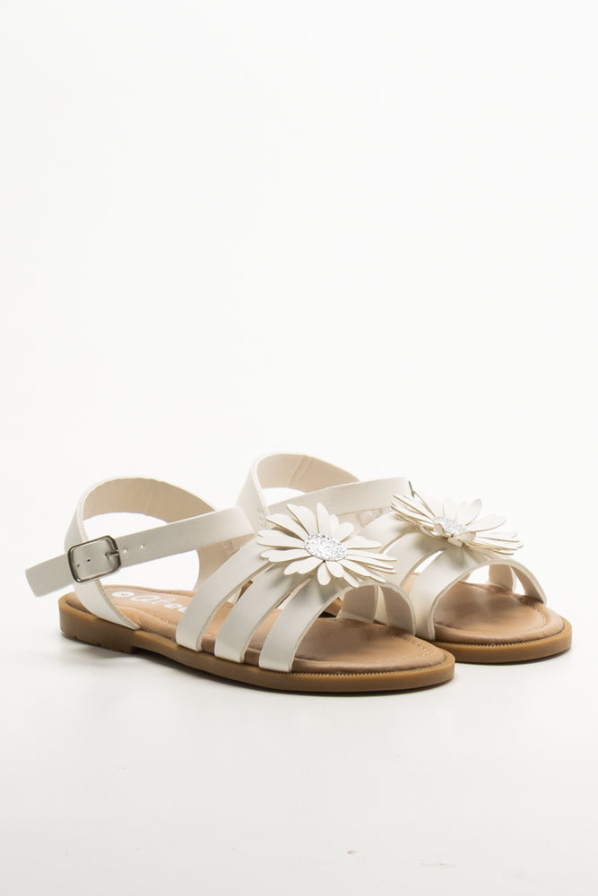 Daisy Trim Sandals White