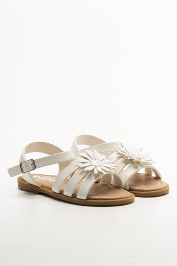 Daisy Trim Sandals White