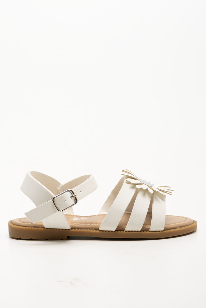 Daisy Trim Sandals White (1)