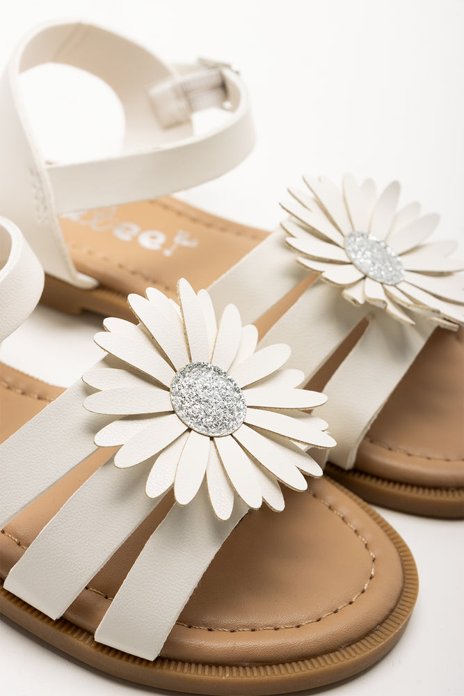 Daisy Trim Sandals White (2)