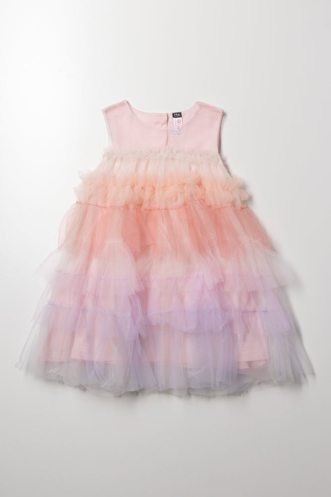 Tiered Mesh Dress Pink