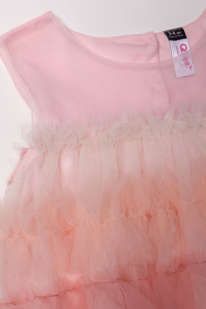 Tiered Mesh Dress Pink