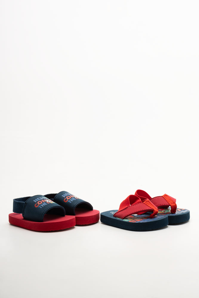 2 Pack Sandals Navy And Red