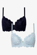 2 Pack Lace Balconette Bras Navy And Blue (1)
