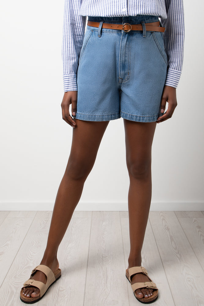 PaperBag Shorts with Belt Blue (1)