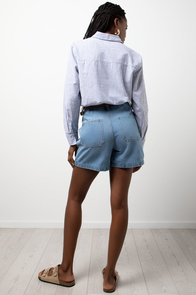 PaperBag Shorts with Belt Blue (3)