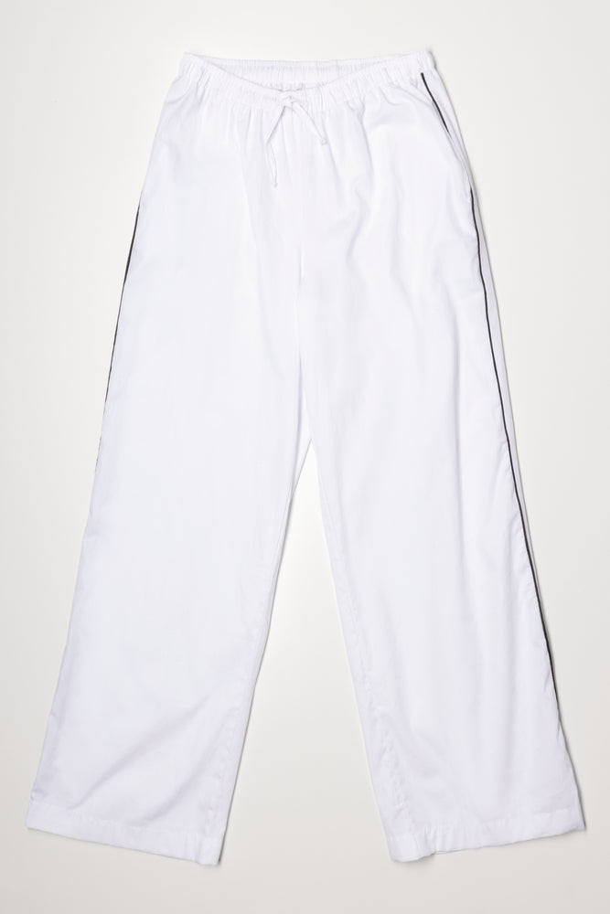 Pull On Pants With Side Stripe White