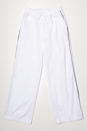 Pull On Pants With Side Stripe White