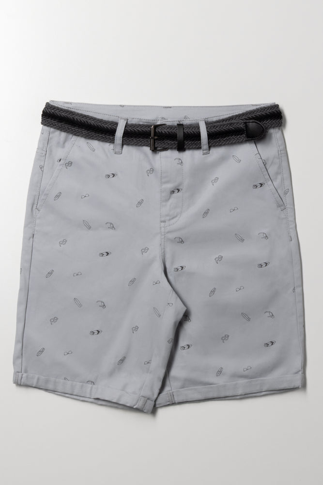 Belted Chino Shorts Grey