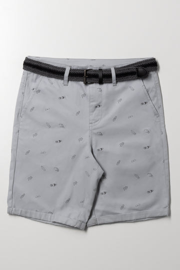 Belted Chino Shorts Grey