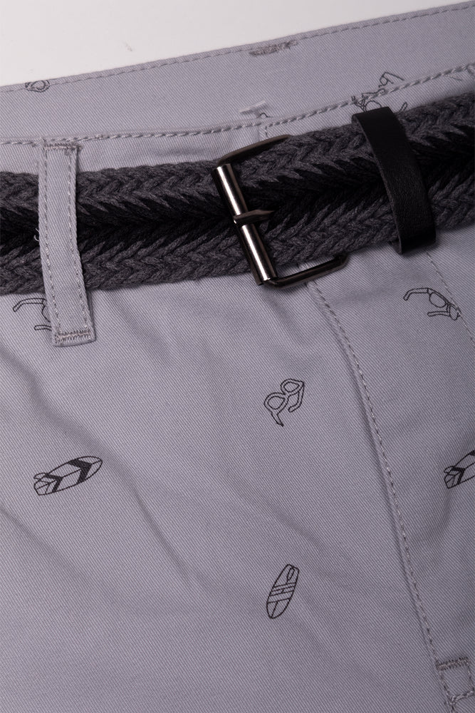 Belted Chino Shorts Grey