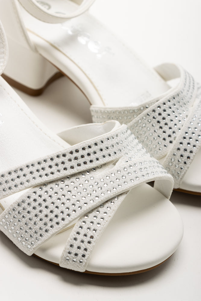 Diamante Block Heels White (2)