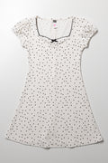 Rib Skater Polka Dot Dress Cream And Black