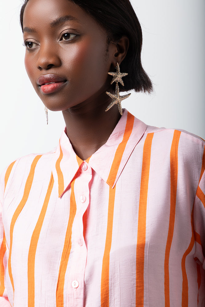 Long Sleeve Stripe Shirt Pink And Orange (3)