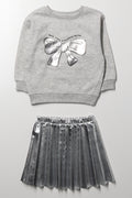 Tracktop And Pleated Skirt Set Grey