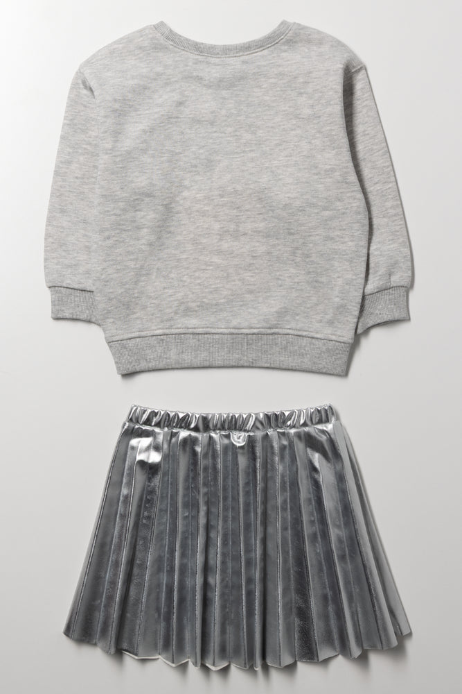 Tracktop And Pleated Skirt Set Grey (3)