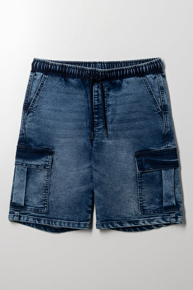 Cargo Denim Shorts Blue