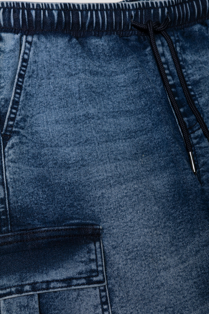 Cargo Denim Shorts Blue