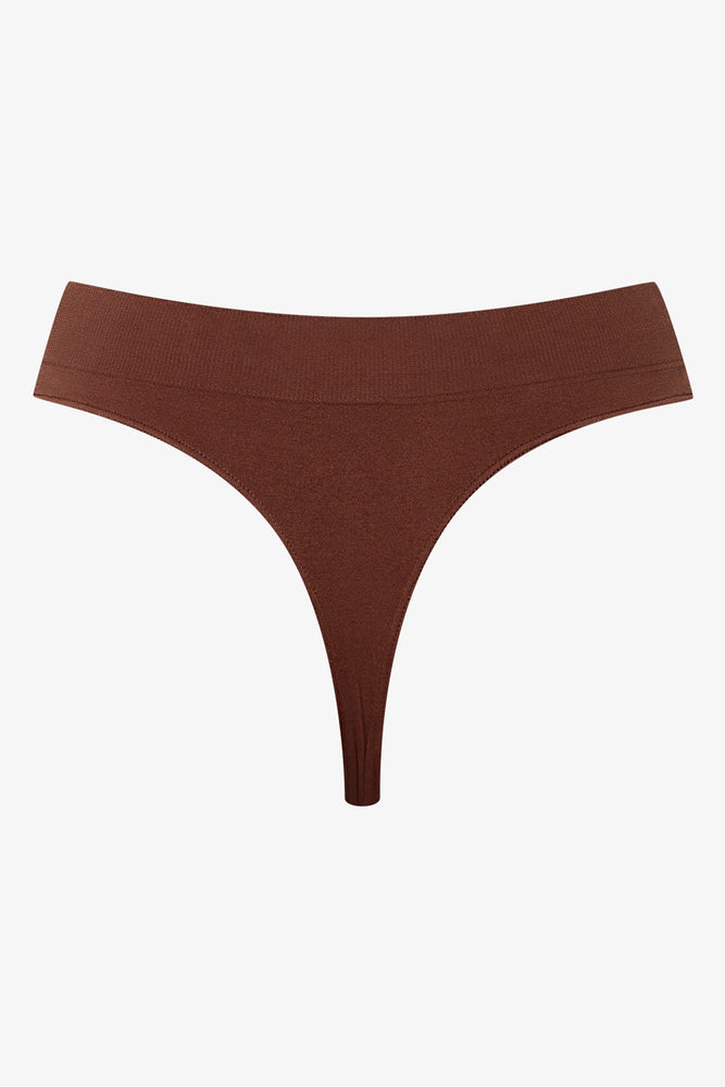 3 Pack Seamfree Thong Panties Brown, Natural And Pink (4)