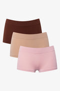 3 Pack Seamfree Boyleg Panties Brown, Natural And Pink