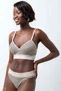 3 Pack Stripe Seamfree Thong Panties Green, Grey And Natural (2)