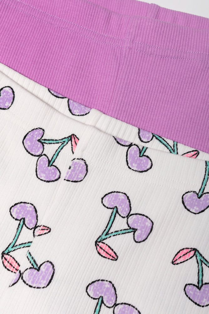 2 Pack Cherry Flare Leggings Cream And Purple (1)