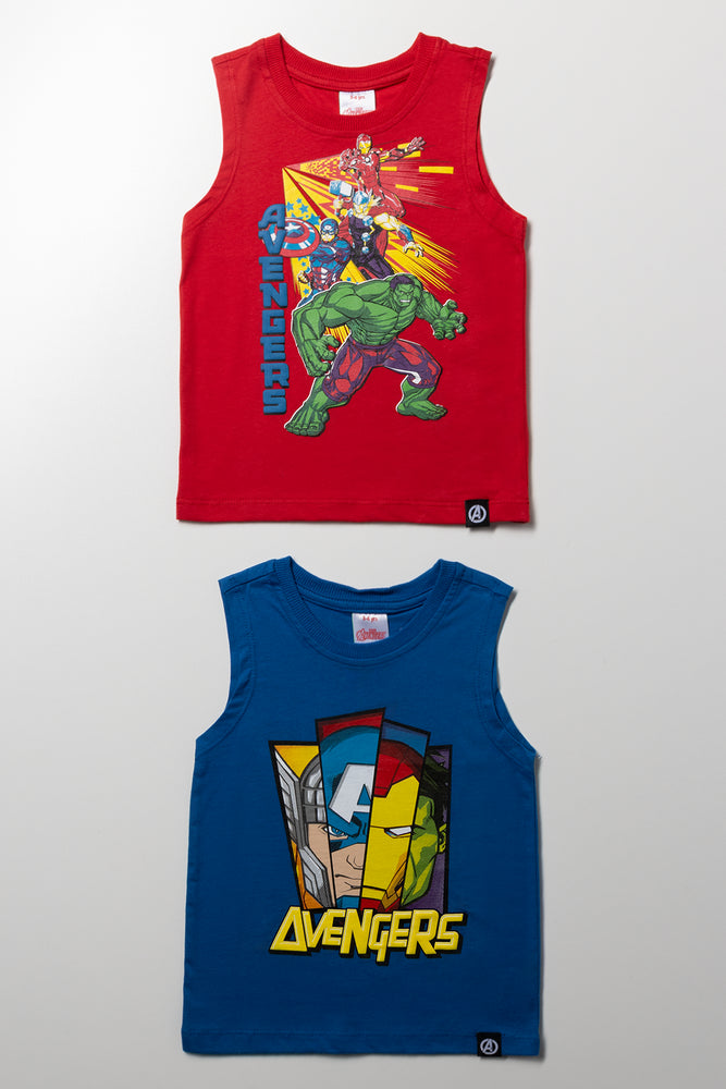 Avengers 2 Pack Sleeveless Vests Blue And Red