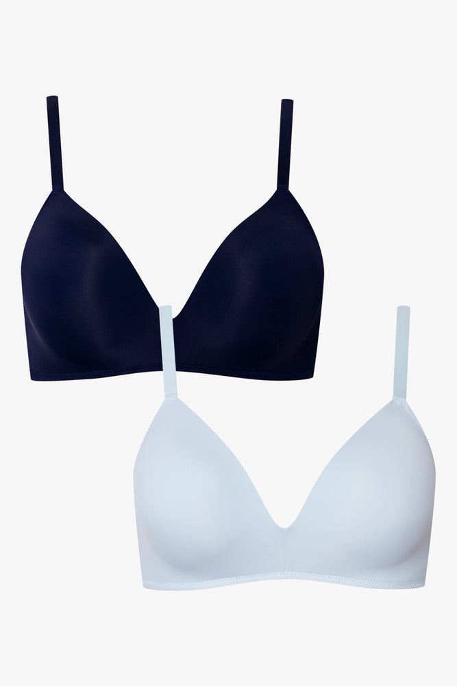 2 Pack Padded Wire Free Bra Navy And Blue (1)