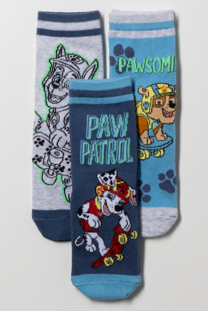 Paw Patrol 3 Pack Socks Blue
