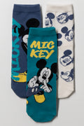 Mickey Mouse 3 Pack Socks Blue And Natural