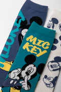 Mickey Mouse 3 Pack Socks Blue And Natural (1)