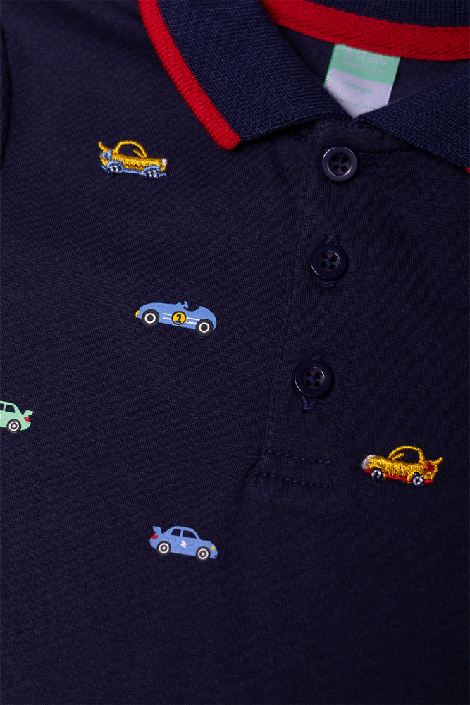 Embroidered Cars Golfer Navy
