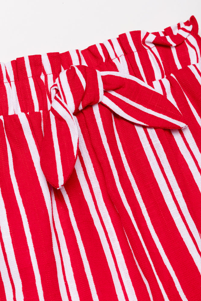 Linen Woven Shorts Red