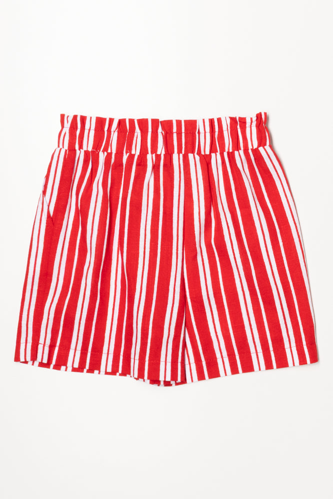 Linen Woven Shorts Red (2)