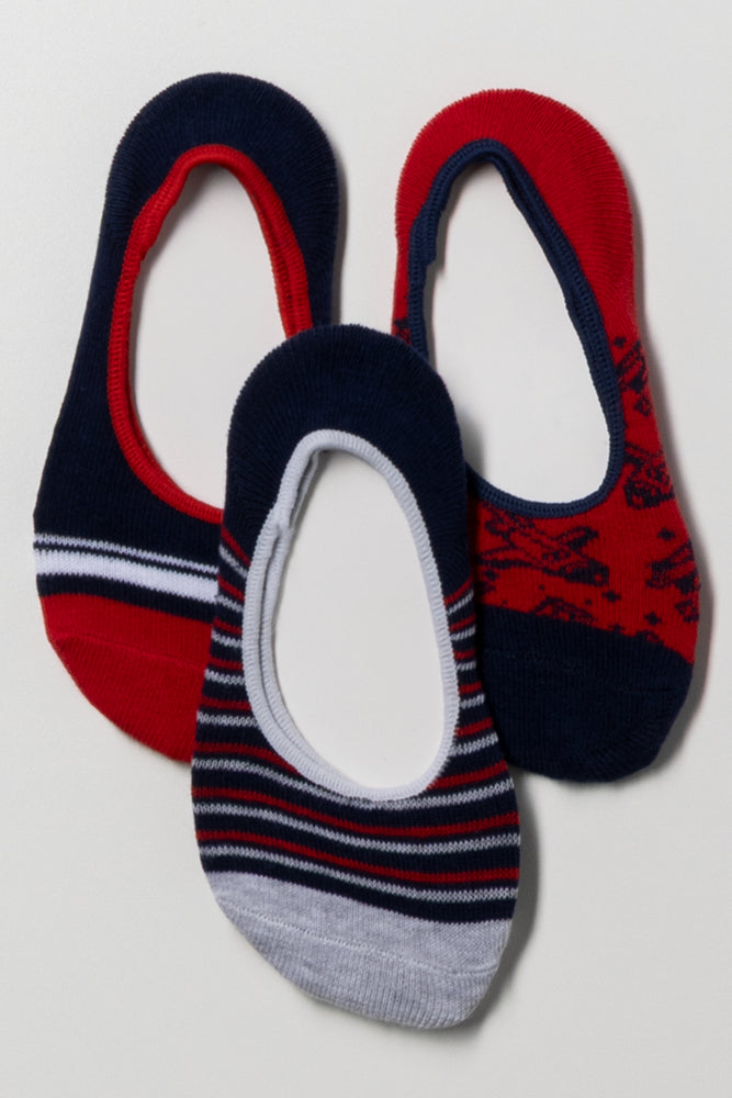 3 Pack Secret Socks Red, Navy And Black