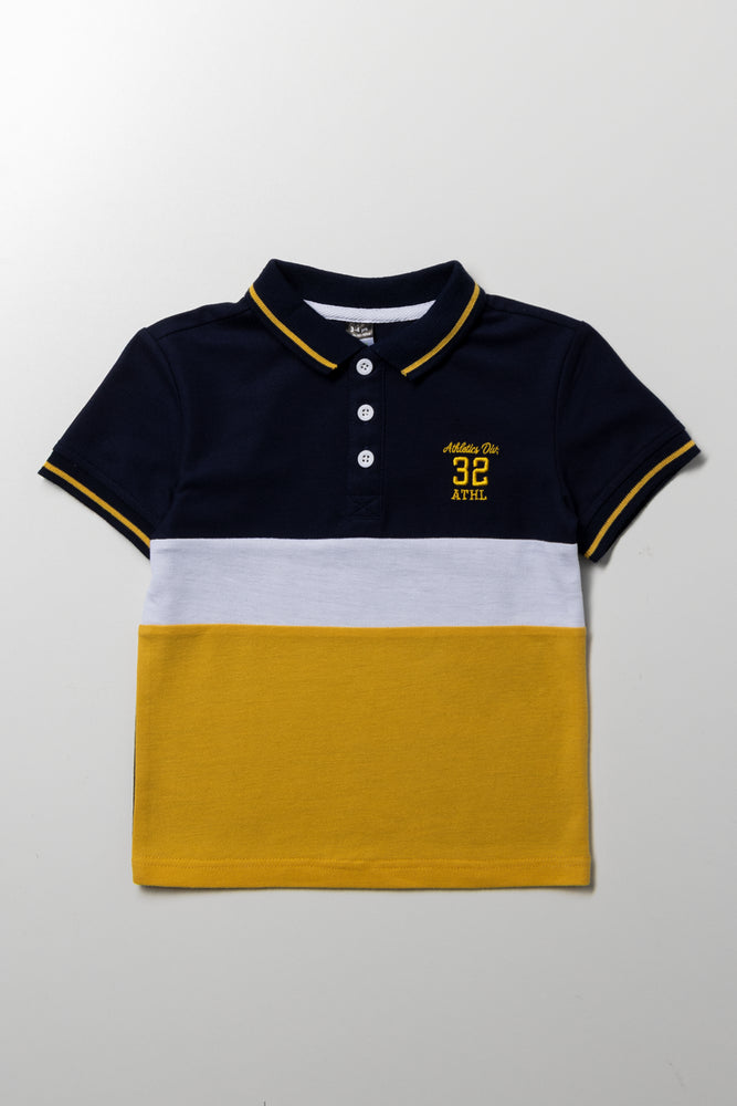 Colourblock Golfer Navy And Yellow