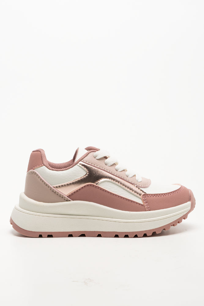 Metallic Trim Trainers Pink (1)
