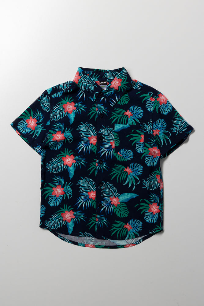 Short Sleeve Shirt Navy And Green