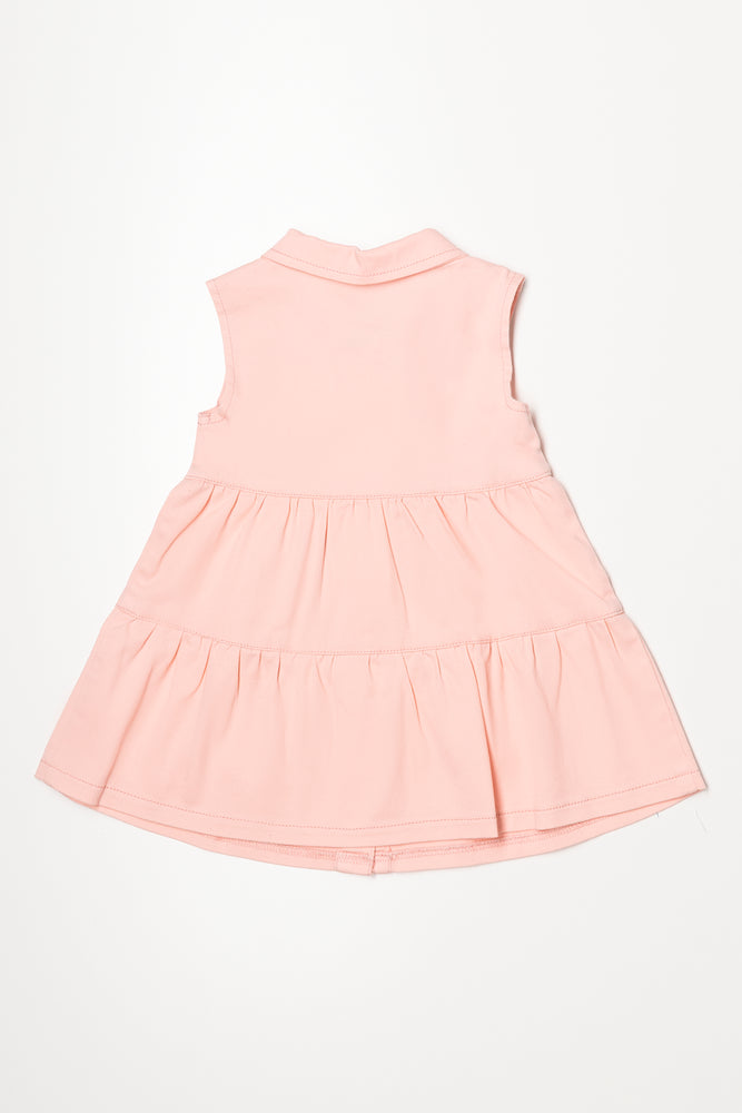 Tiered Sleeveless Dress Pink (2)