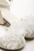 Chiffon Flower Heels White (2)