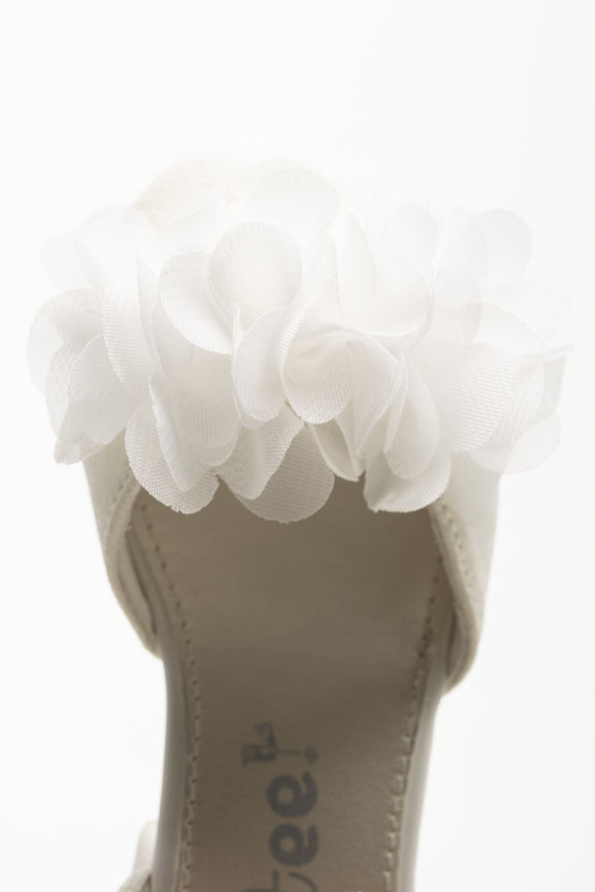 Chiffon Flower Heels White (4)