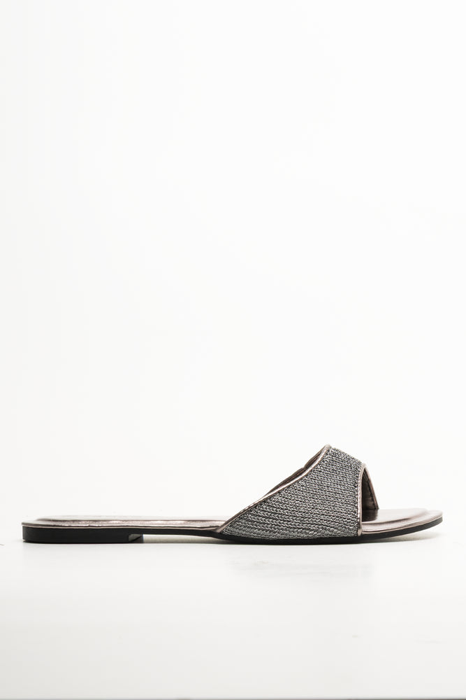 Metallic Mesh Mule Black